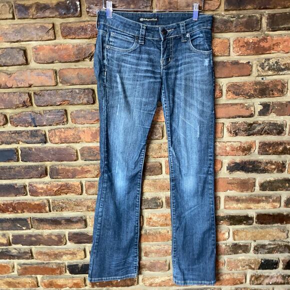 Underground Soul Faded Dark Wash Blue Denim Bootcut Jeans Junior's Size 1 - Picture 1 of 7